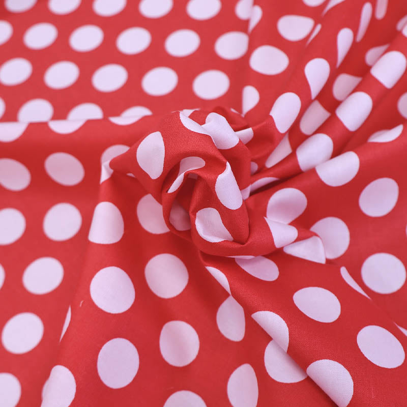 100% Cotton Large Red Polka Dot Poplin Fabric