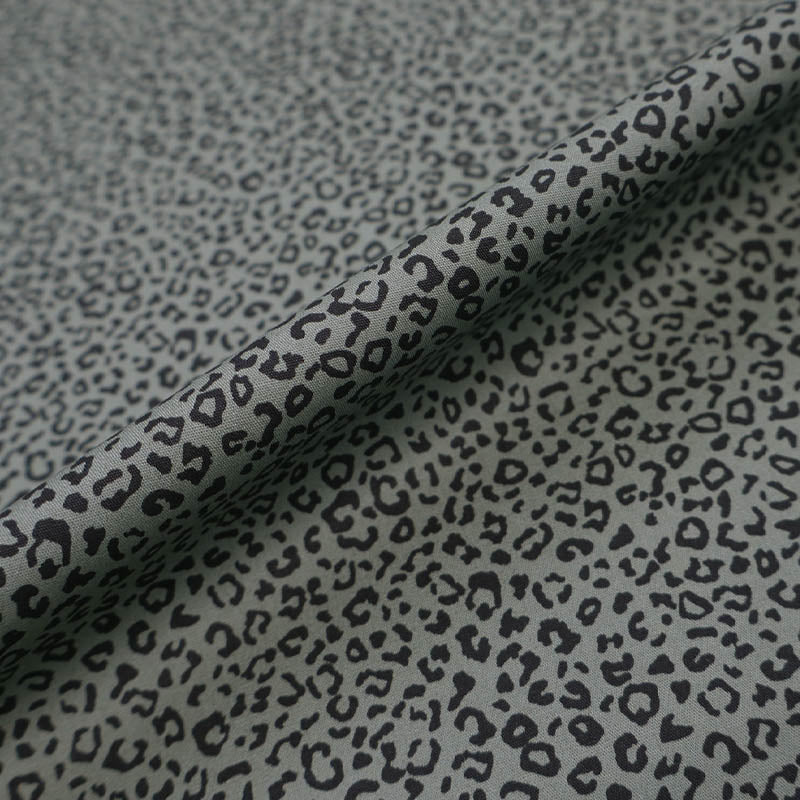 100% Cotton Mini Leopard Print Fabric - Khaki Green and Black