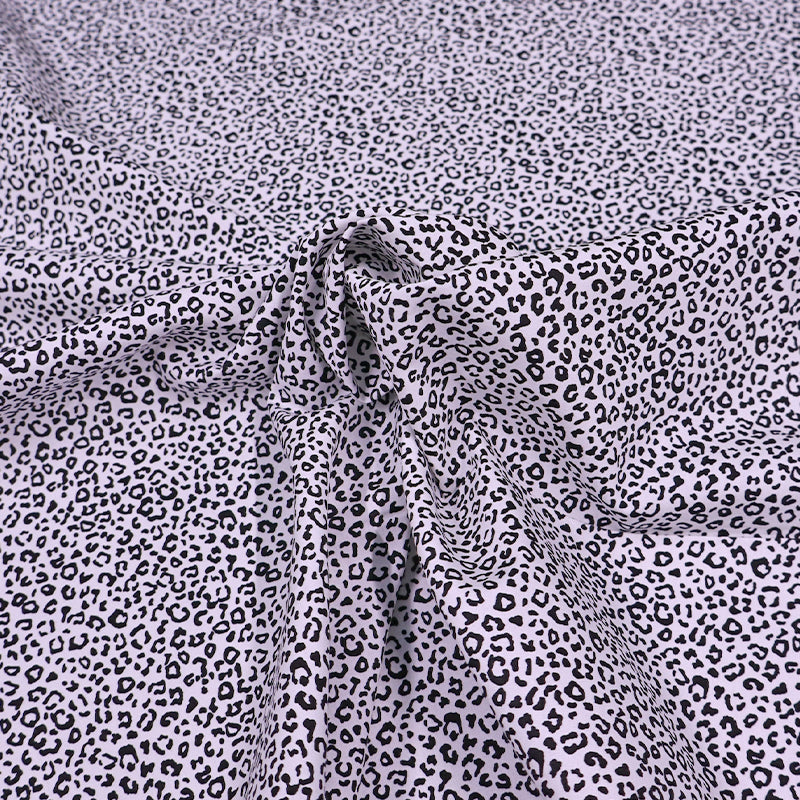 100% Cotton Mini Leopard Print Fabric - Black and White