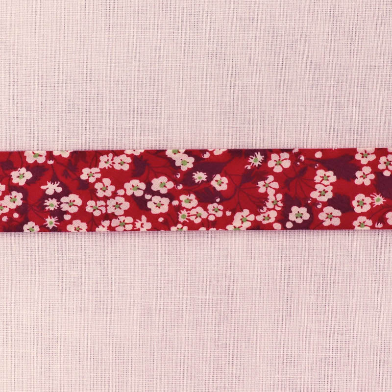 100% Cotton Liberty Fabric Bias Binding in Mitsi Valeria D in Burgundy Red