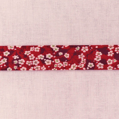 100% Cotton Liberty Fabric Bias Binding in Mitsi Valeria D in Burgundy Red