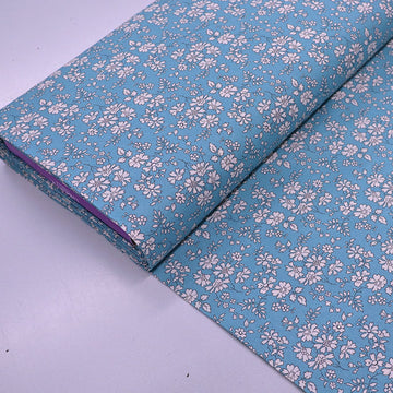 100% Cotton Liberty Fabrics Tana Lawn™ Cotton - Turquoise blue and white floral cotton lawn