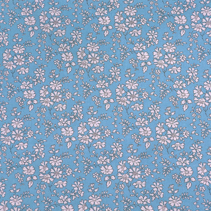 100% Cotton Liberty Fabrics Tana Lawn™ Cotton - Turquoise blue and white floral cotton lawn