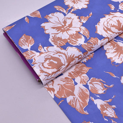 100% Cotton Lawn Liberty Fabrics Tana Lawn™ Cotton Carline Bloom - Blue and Brown