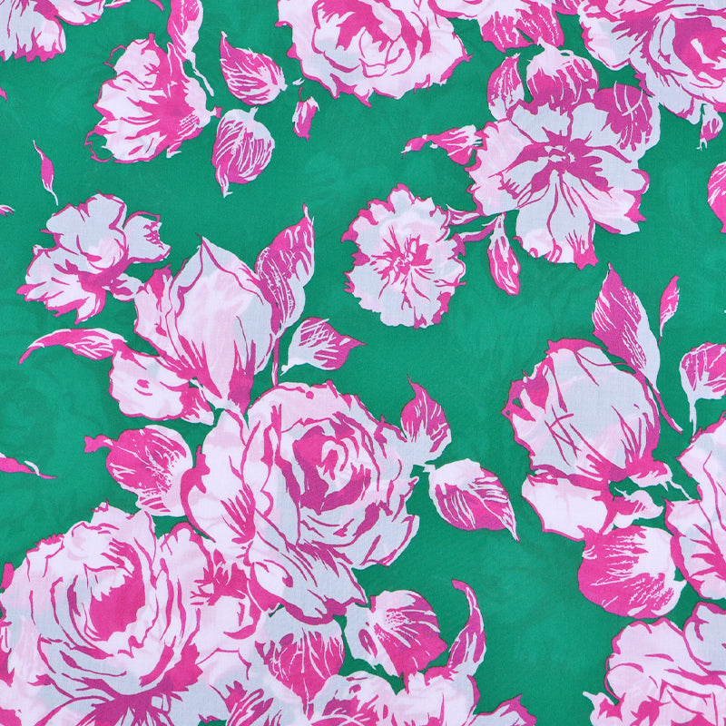 Liberty Fabrics Tana Lawn™ Cotton - Green and Pink Carline Bloom