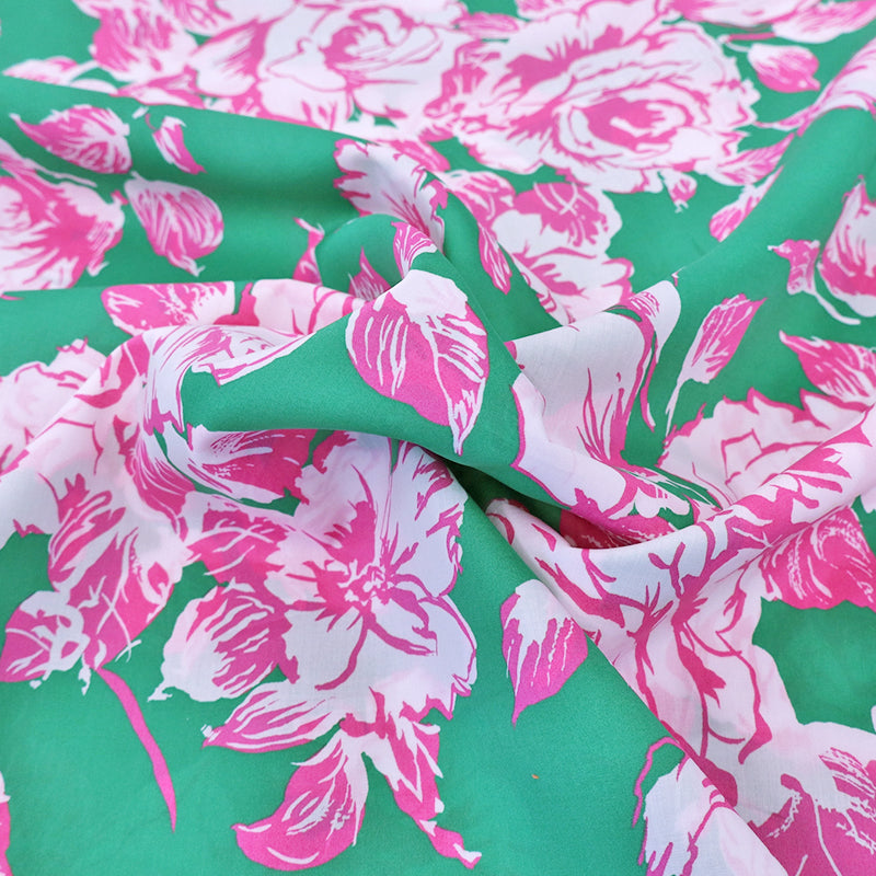 Liberty Fabrics Tana Lawn™ Cotton - Green and Pink Carline Bloom