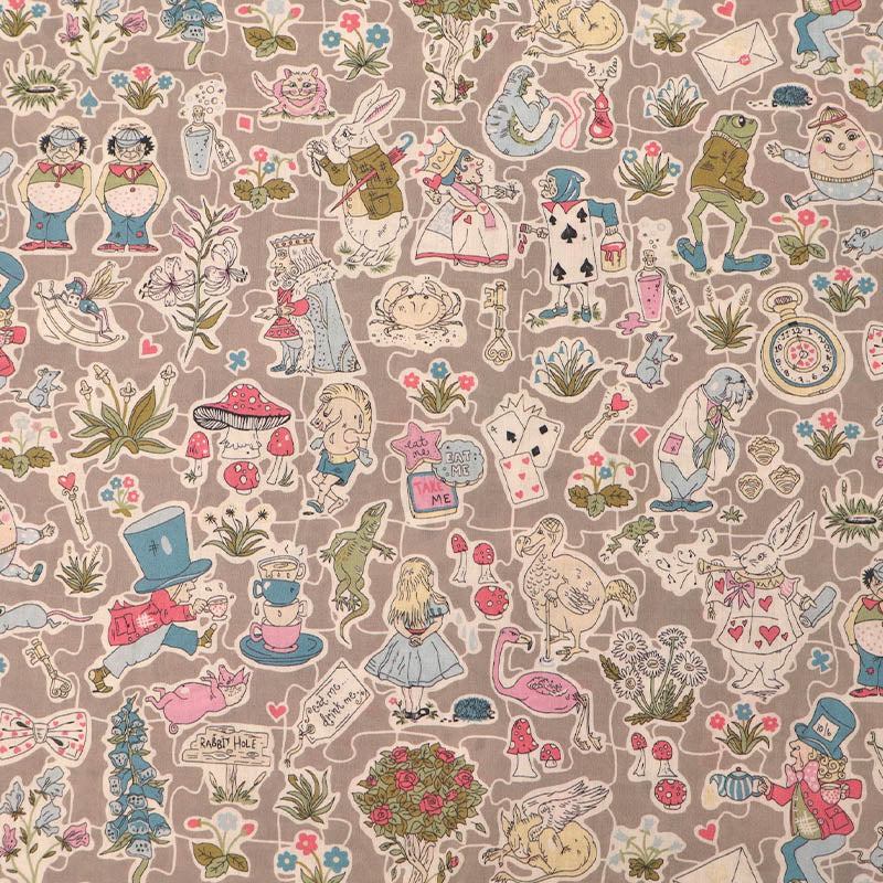 100% Cotton Liberty Fabrics Cotton Lawn Alice in Wonderland Print
