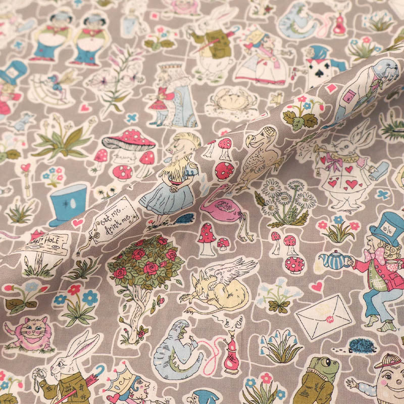 100% Cotton Liberty Fabrics Cotton Lawn Alice in Wonderland Print