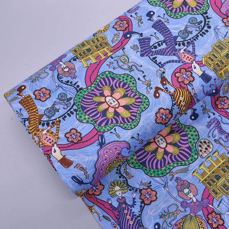 100% Cotton Liberty Fabrics Tana Lawn™ - Blue Grayson Perry Design Shirley Smith