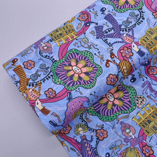 100% Cotton Liberty Fabrics Tana Lawn™ - Blue Grayson Perry Design Shirley Smith