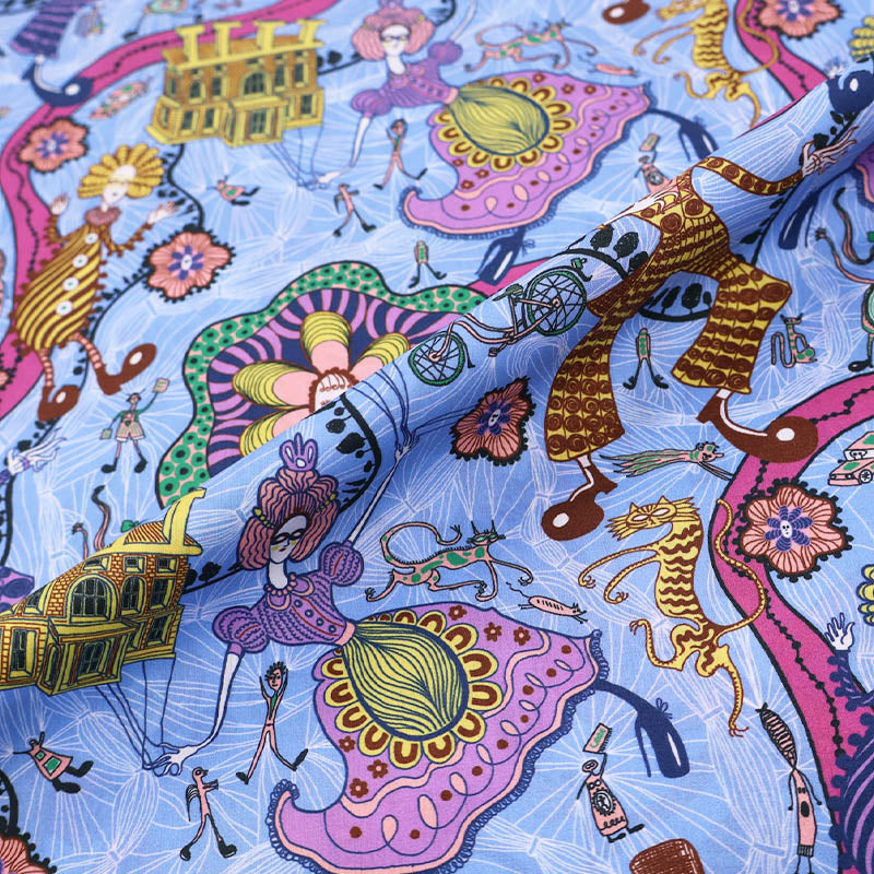 100% Cotton Liberty Fabrics Tana Lawn™ - Blue Grayson Perry Design Shirley Smith