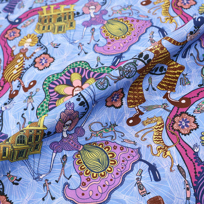 100% Cotton Liberty Fabrics Tana Lawn™ - Blue Grayson Perry Design Shirley Smith