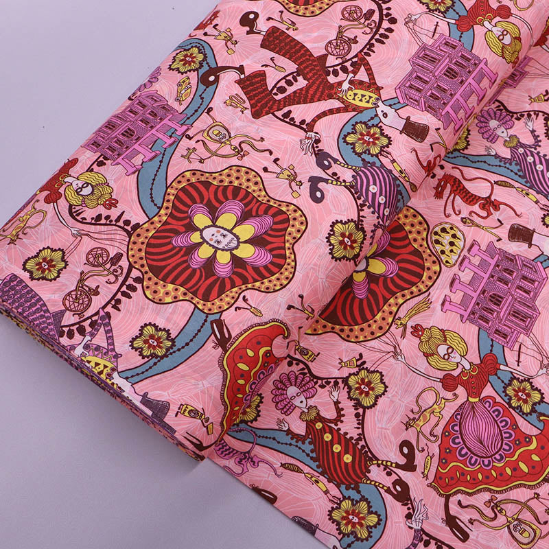 100% Cotton Liberty Fabrics Tana Lawn™ - Pink Grayson Perry Shirley Smith Design