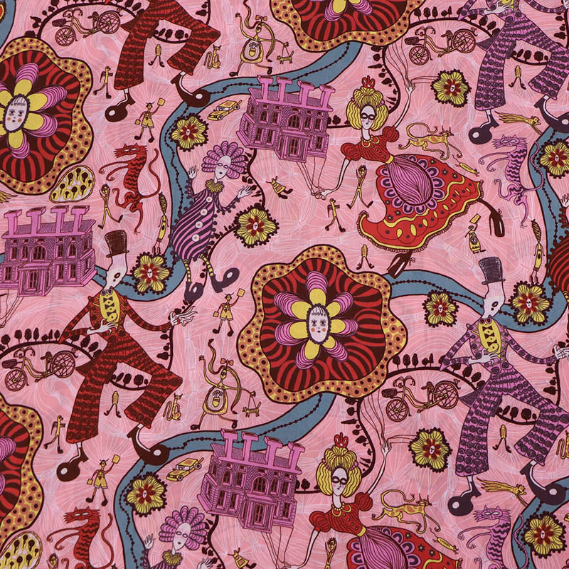 100% Cotton Liberty Fabrics Tana Lawn™ - Pink Grayson Perry Shirley Smith Design