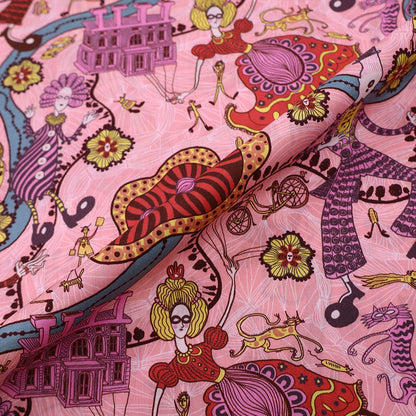 100% Cotton Liberty Fabrics Tana Lawn™ - Pink Grayson Perry Shirley Smith Design