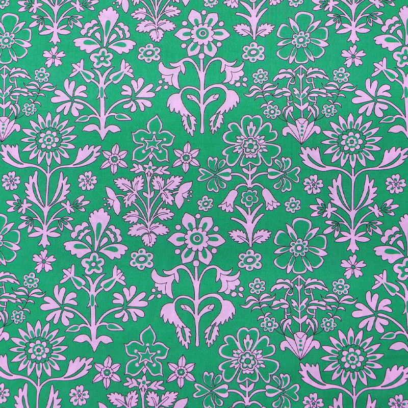 100% Cotton Lawn Green and Lilac Floral Liberty Fabric