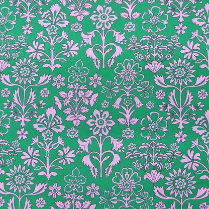 100% Cotton Lawn Green and Lilac Floral Liberty Fabric