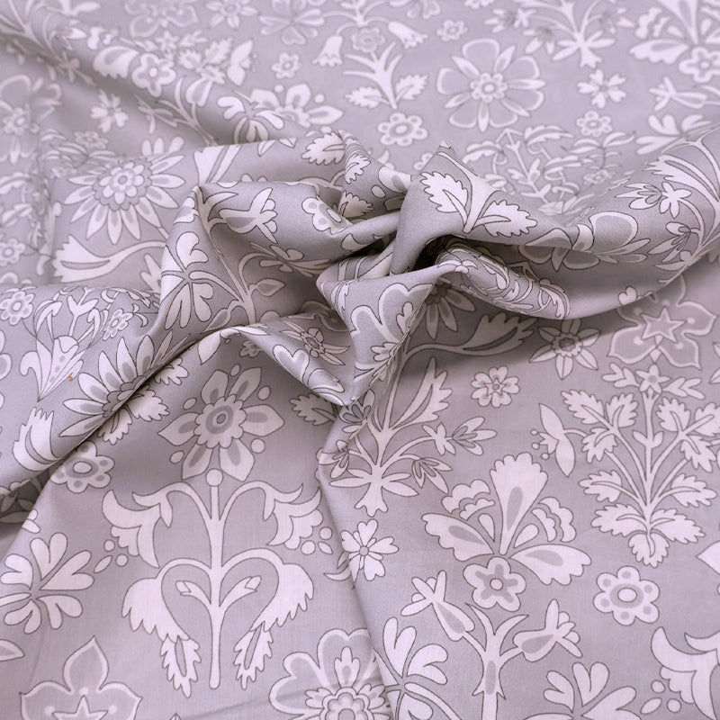 100% Cotton Lawn Grey and White Floral Liberty Fabric