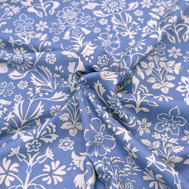 100% Cotton Lawn Pale Blue and White Floral Liberty Fabric