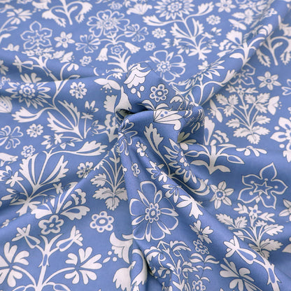 100% Cotton Lawn Pale Blue and White Floral Liberty Fabric