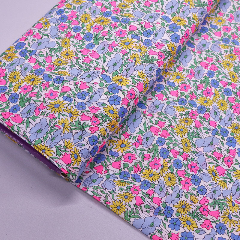 100% Cotton Liberty Fabrics Tana Lawn™ Cotton- Poppy & Daisy Pink, Blue and Yellow Floral