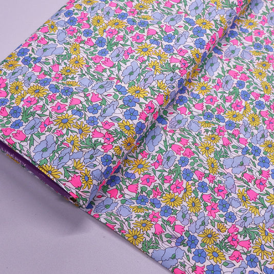 100% Cotton Liberty Fabrics Tana Lawn™ Cotton- Poppy & Daisy Pink, Blue and Yellow Floral