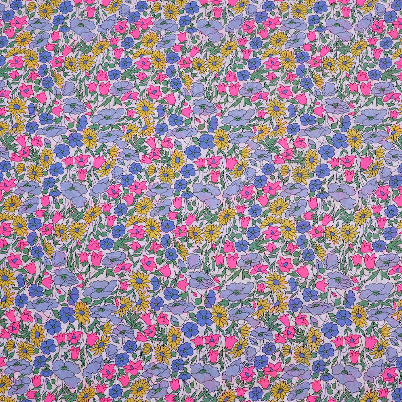 100% Cotton Liberty Fabrics Tana Lawn™ Cotton- Poppy & Daisy Pink, Blue and Yellow Floral