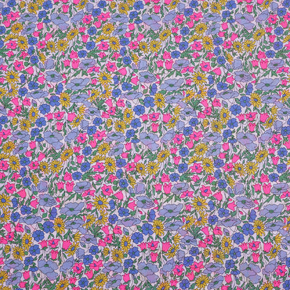 100% Cotton Liberty Fabrics Tana Lawn™ Cotton- Poppy & Daisy Pink, Blue and Yellow Floral