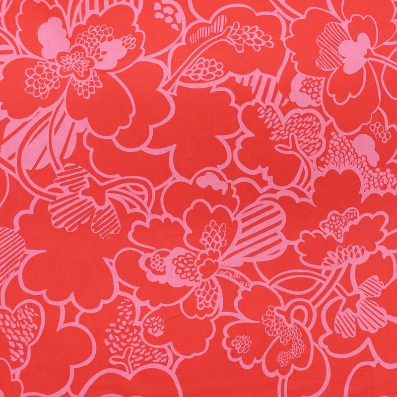100% Cotton Coral Pink Floral Liberty Cotton Lawn Fabric - Prospect Flower