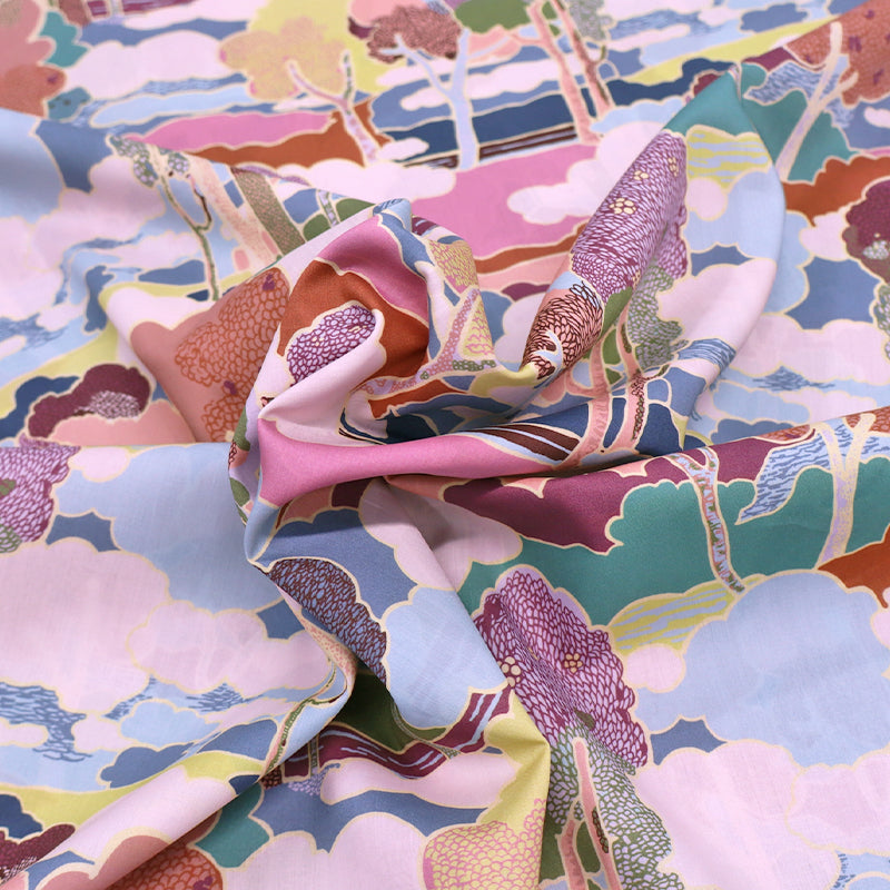 100% Cotton Lawn Liberty Fabrics Tana Lawn™ Cotton - Prospect Road in Muted Pinks and Purples