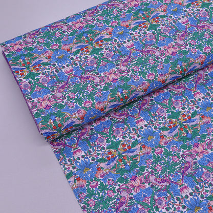 Liberty Tana Lawn™ Fabric - Strawberry Thief - Bright Blue, pink, purple and green