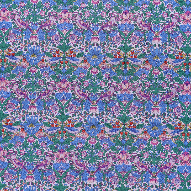 Liberty Tana Lawn™ Fabric - Strawberry Thief - Bright Blue, pink, purple and green