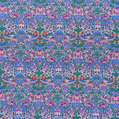 Liberty Tana Lawn™ Fabric - Strawberry Thief - Bright Blue, pink, purple and green