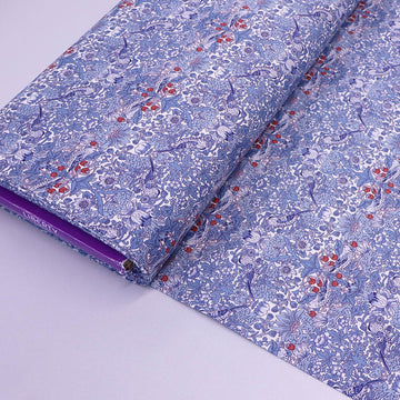100% Cotton Lawn Liberty Fabrics Denim Blue and Red Cotton Lawn Fabric -Strawberry Thief