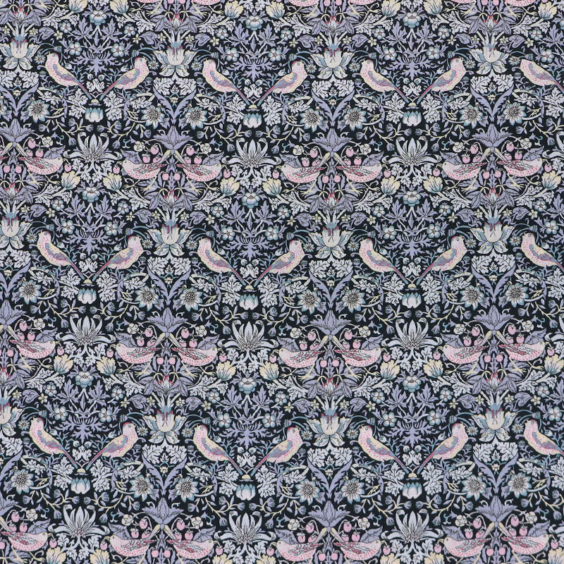 100% Cotton  Liberty Fabrics Tana Lawn™ Fabric - Strawberry Thief Navy and Pink