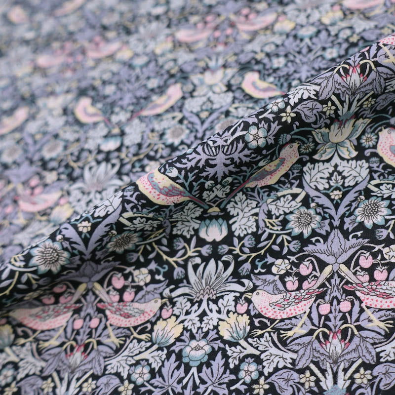 100% Cotton  Liberty Fabrics Tana Lawn™ Fabric - Strawberry Thief Navy and Pink