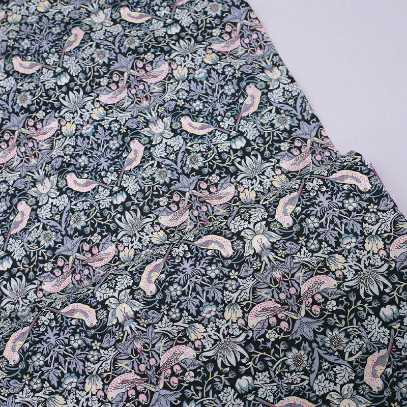 100% Cotton  Liberty Fabrics Tana Lawn™ Fabric - Strawberry Thief Navy and Pink