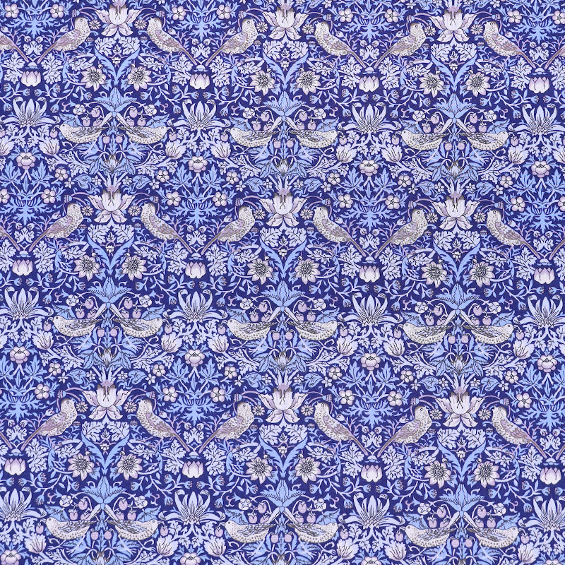 100% Cotton Liberty Fabrics Royal Blue Cotton Lawn Fabric - Strawberry Thief