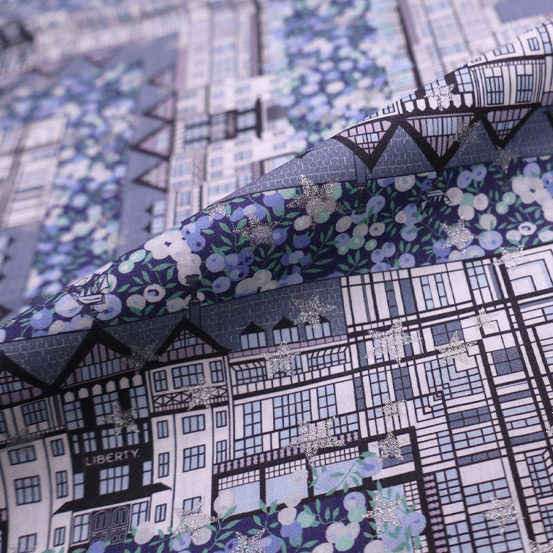 100% Cotton Liberty Fabrics Organic Tana Lawn™ - Tudor Berry - Blue