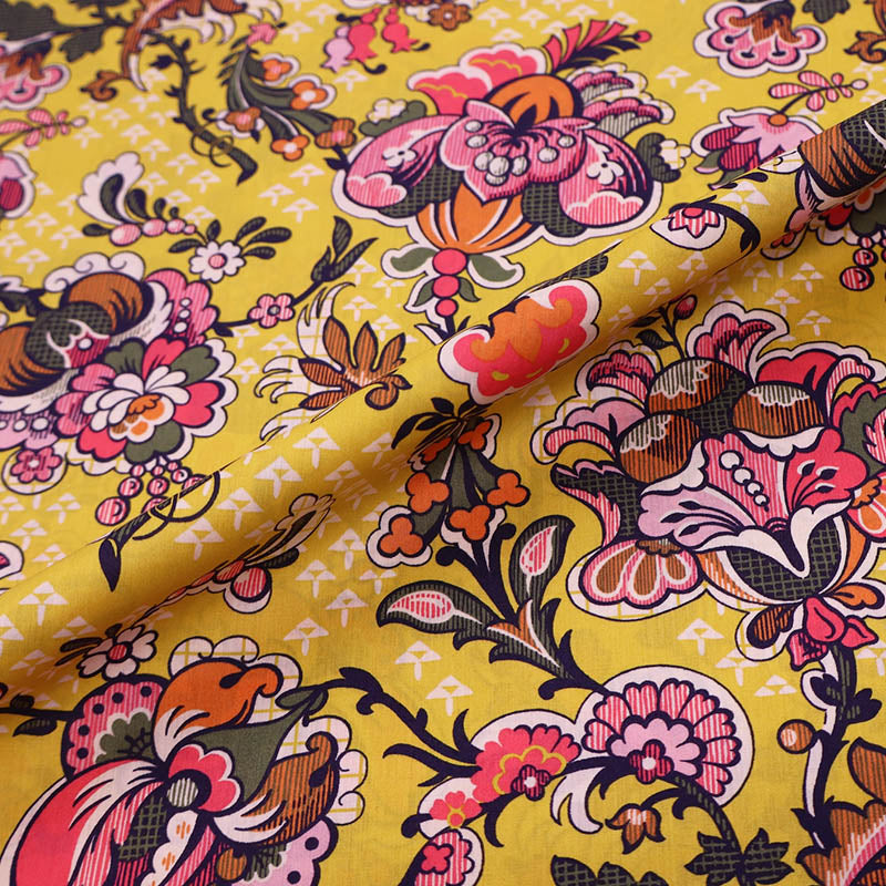 100% Cotton Liberty Fabrics Tana Lawn™ Cotton - Yellow Floral Print - Weaver's Wonder