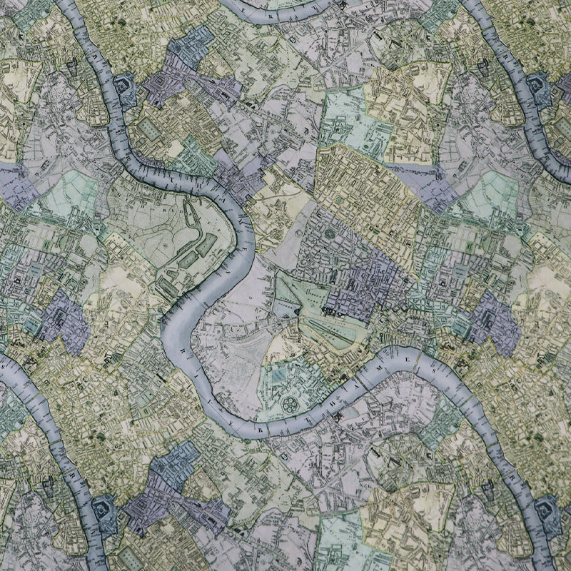 100% Cotton Liberty Fabrics Tana Lawn™ Cotton Fabric - Cary's Patchwork London map in Green