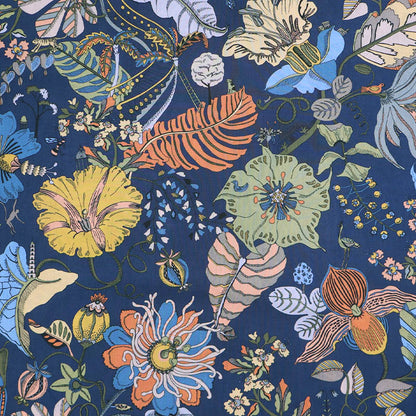 100% Cotton Liberty Cotton Lawn Fabric - Blue Botanical and Floral print
