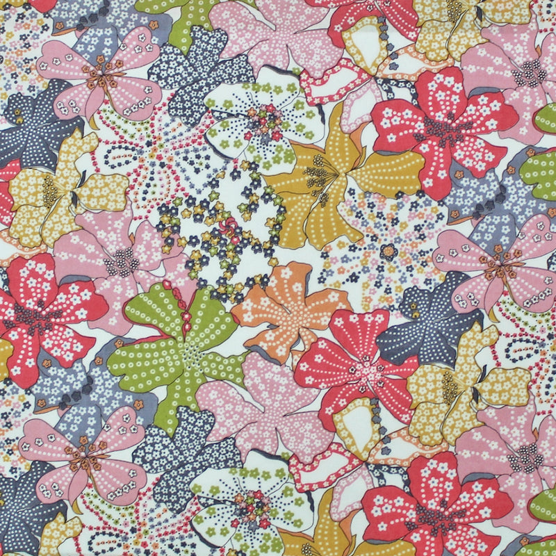 100% Cotton Tana Lawn™  Liberty Fabrics Floral Cotton Lawn - Mauvey - Tangerine