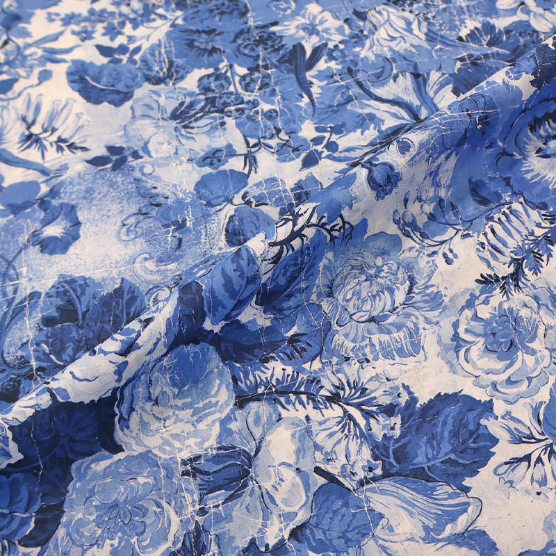 100% Cotton Liberty Cotton Lawn Fabric - Blue Parchment Petals