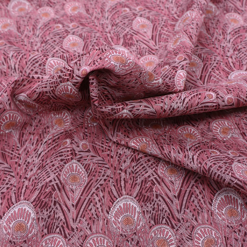 100% Cotton Tana Lawn™ Liberty Cotton Lawn Fabric - Burgundy and Pink Queen Hera print