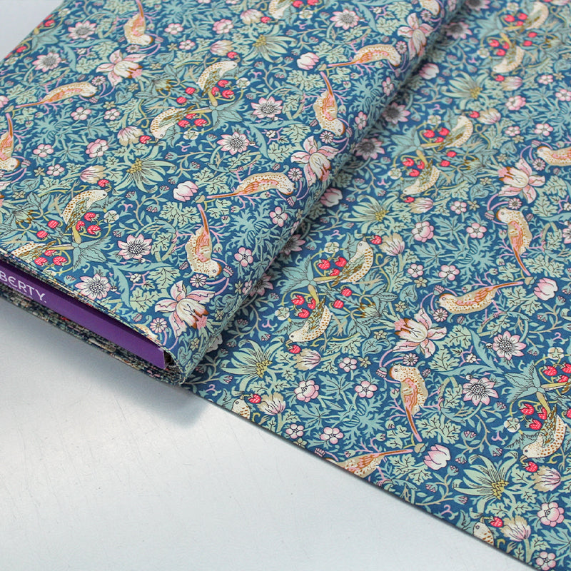 100% Cotton Tana Lawn™  Liberty Fabrics Strawberry Thief Blue