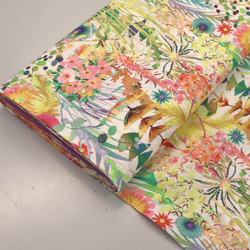 100% Cotton Liberty Fabrics Tana Lawn™ Cotton - Pastel Yellow and Pink - Tresco design