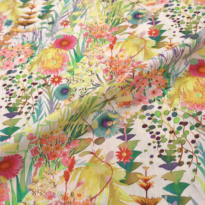 100% Cotton Liberty Fabrics Tana Lawn™ Cotton - Pastel Yellow and Pink - Tresco design