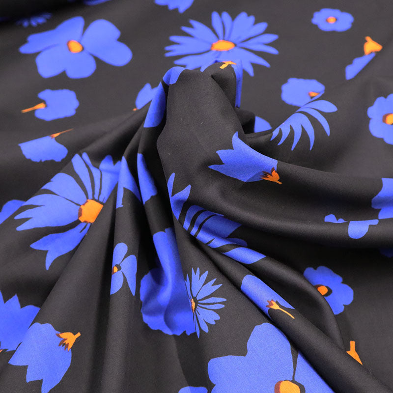 100% Cotton Liberty Fabric Tana Lawn™ Cotton - Impression - Blue & Black