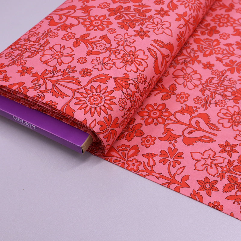 100% Cotton Bright Pink Floral Liberty Fabric - Marlow Mono